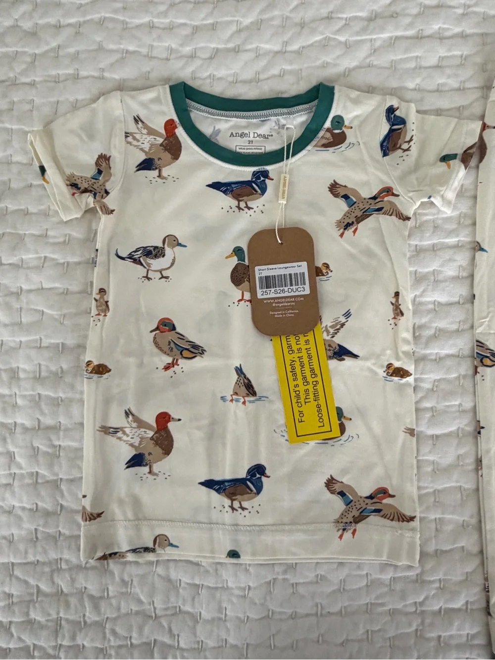 NWT Angel Dear Bamboo Duck Print Short Sleeve & Pants Set Size 2T